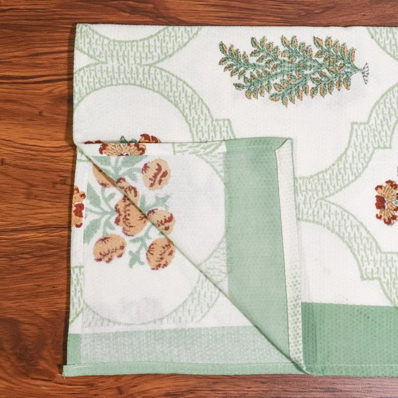 Flora Drift Cotton BathTowel - Green & White media 6