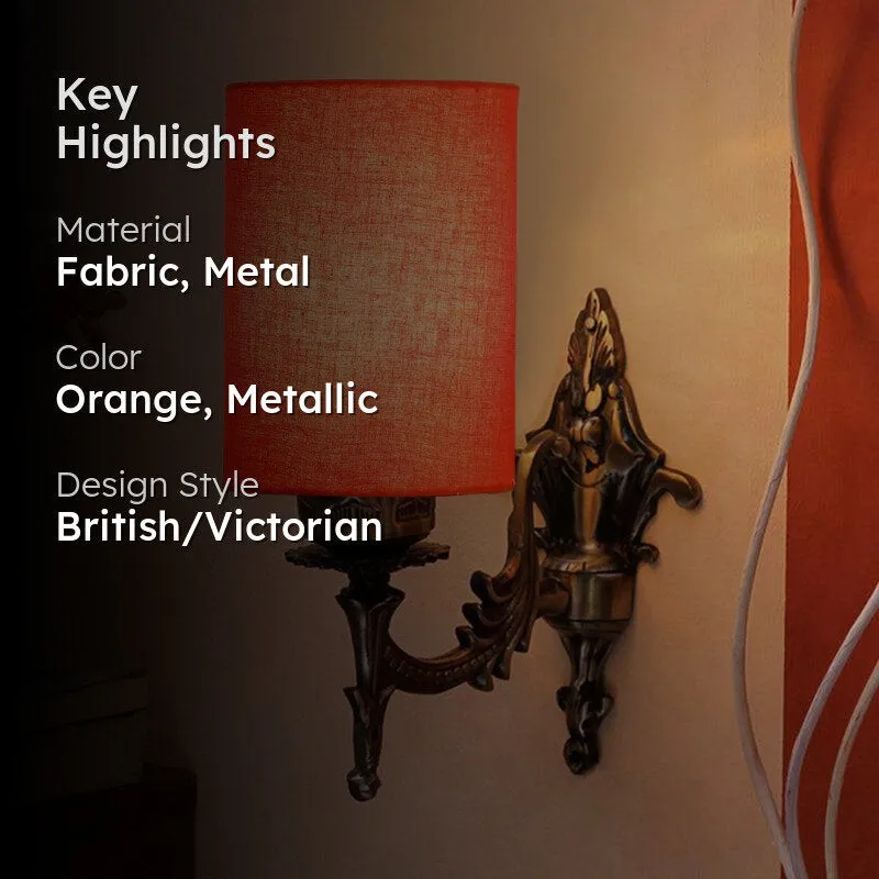 Vista Edrel Cylindrical Fabric & Metal Wall Lamp - Orange media 2