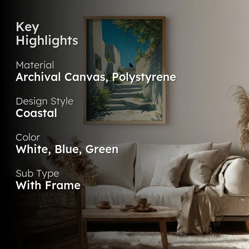 Coastal Poise Canvas Wall Painting - Brown Frame media 2