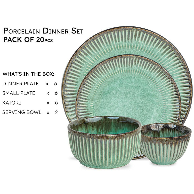Mintora Green Ceramic Dinner Set - 20 Piece Set media 5