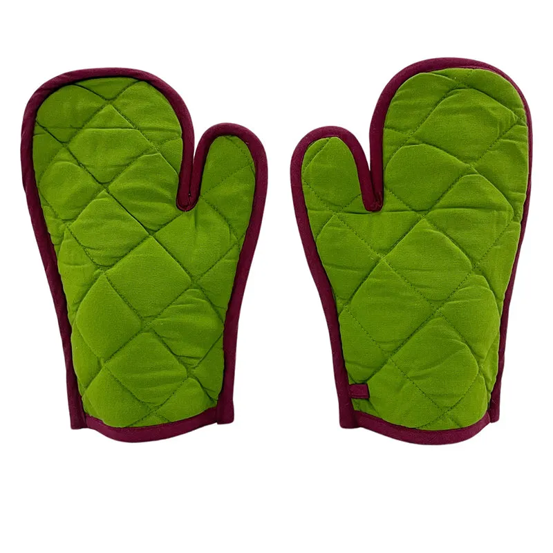 Swayam Teplo Kitchen Gloves (Olive Green & Red) - Set Of Two media 5