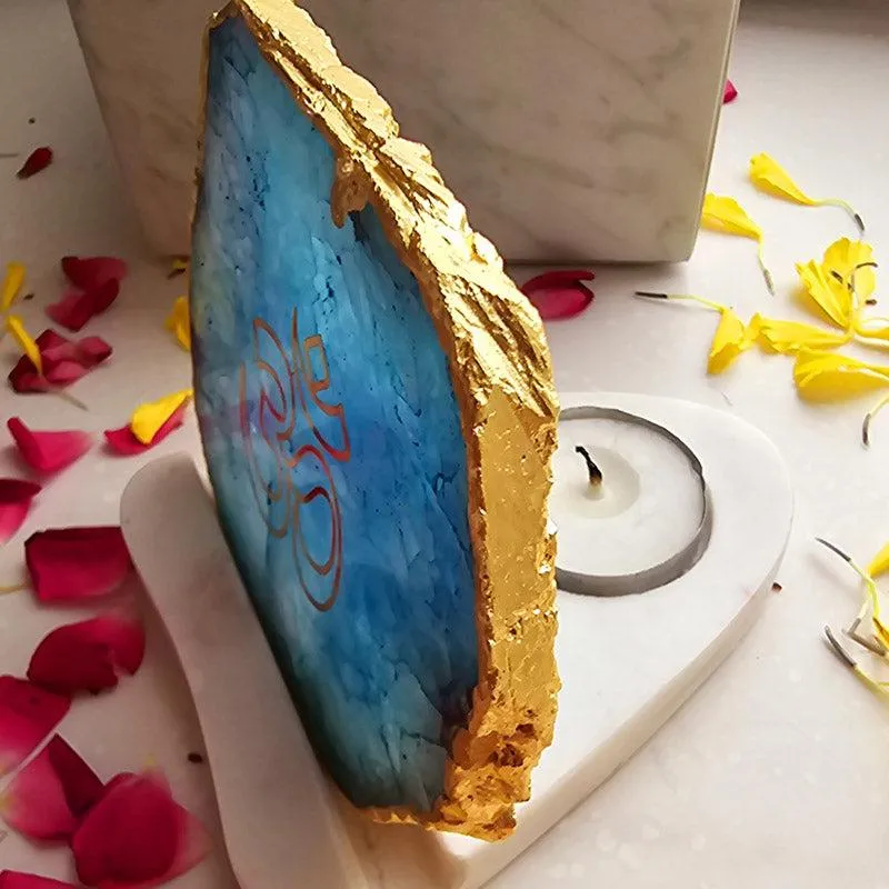 Sacred Om Tealight Candle Holder - Turquoise media 4