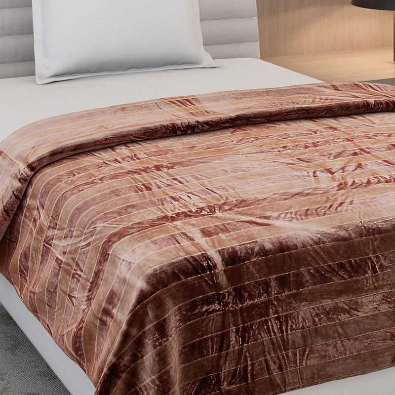 Monte Carlo Strivon Stripes Polyester Blanket (Brown) - 300 GSM media 5