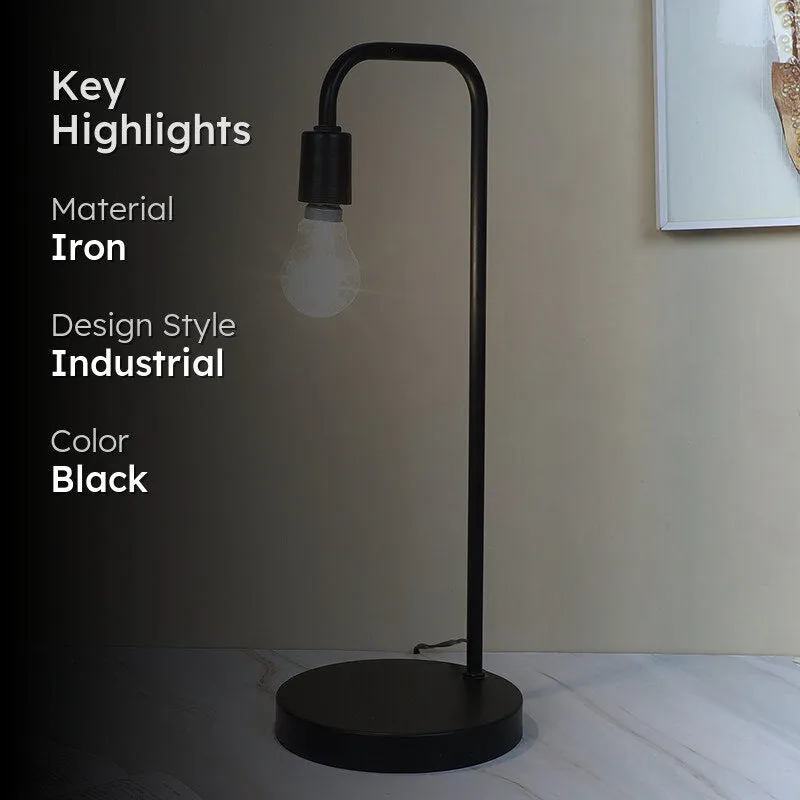 Amber Aura Solid Arched Iron Table Lamp - Black media 2