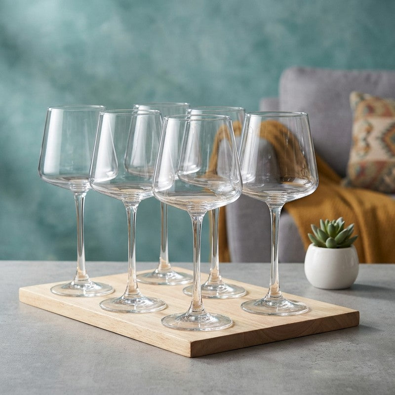 Glass Wine Glasses (450 mL Each) - Set Of Six