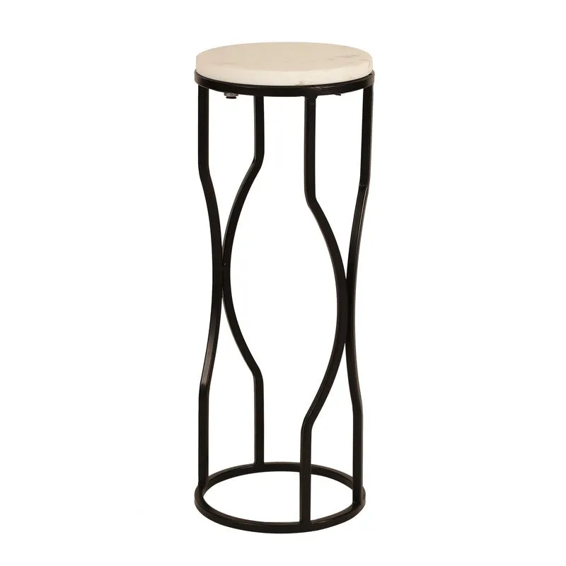 Marble Top Base Aluminum Side Table (Black) - Medium media 4