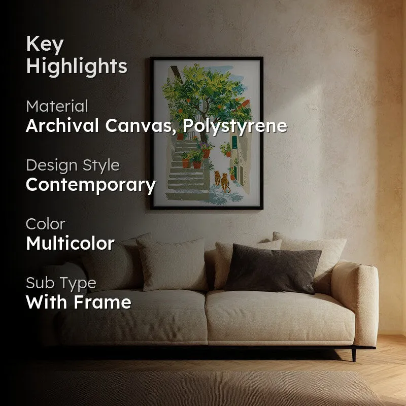 Garden Path Canvas Wall Painting - Black Frame media 2