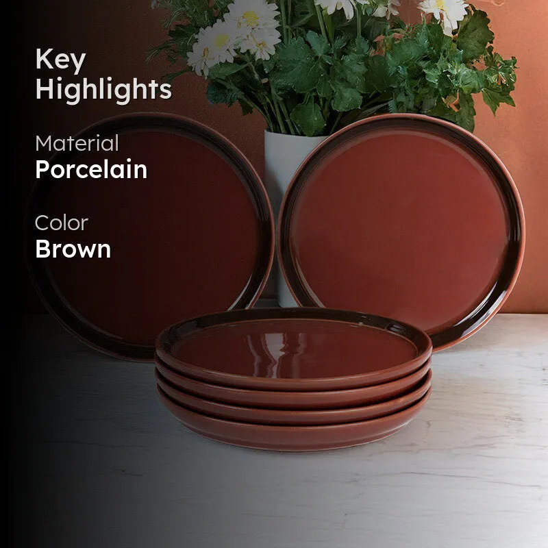 Caspian Porcelain Dinner Plate (Brown) - Set Of Six media 2