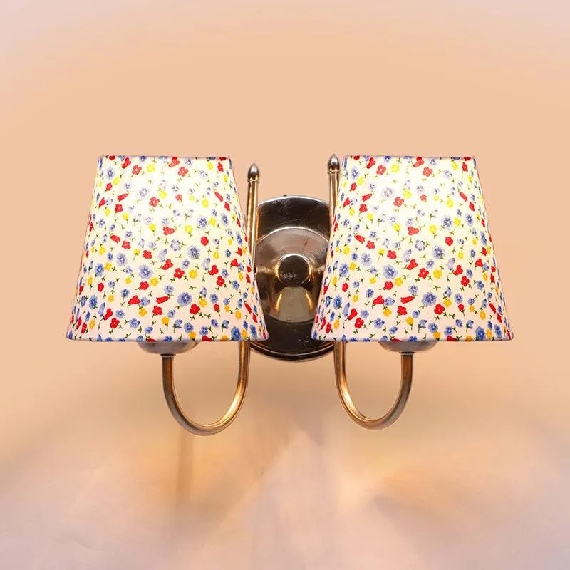 Veda Duo Color Splash Conical Fabric & Metal Wall Lamp media 3