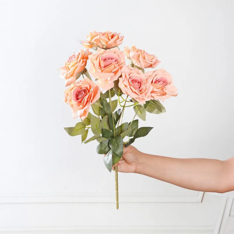 Floraura Rose Fabric Artificial Flower - Peach media 4