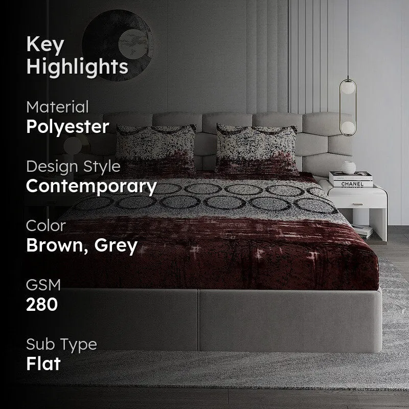 Monte Carlo Pattern Nest Bedsheet (Brown,Grey) - 280 GSM media 2