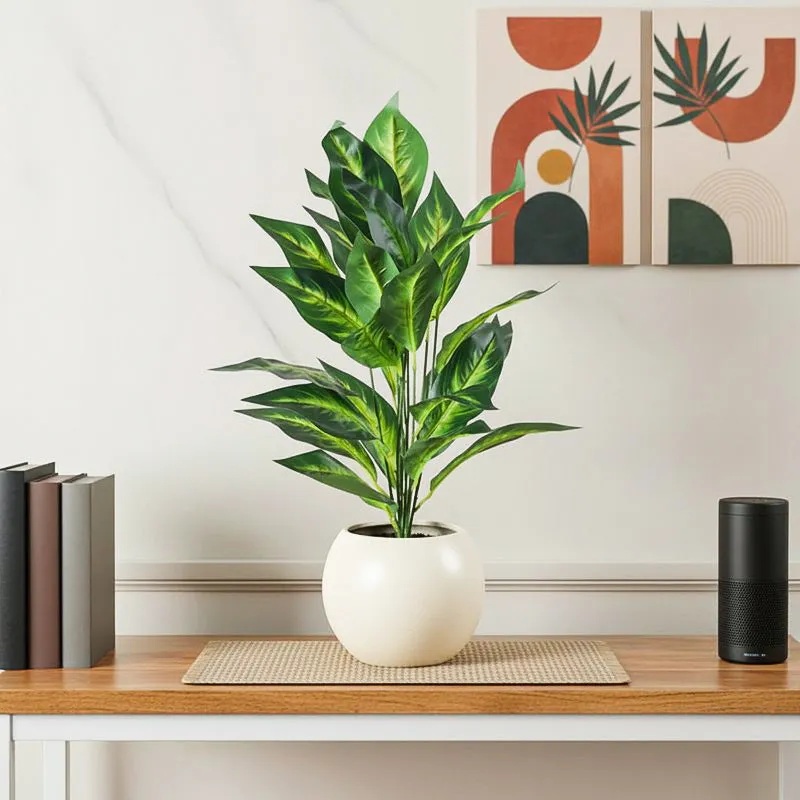 Faux Petra Corton Plant With Black Plastic Pot - 2.2 Feet media 1