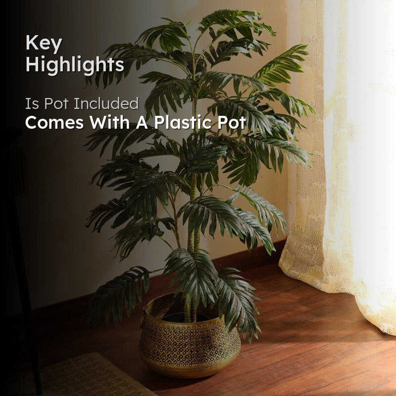 Artificial Areca Palm Plant With Black Plastic Pot - 3.9 Feet media 2