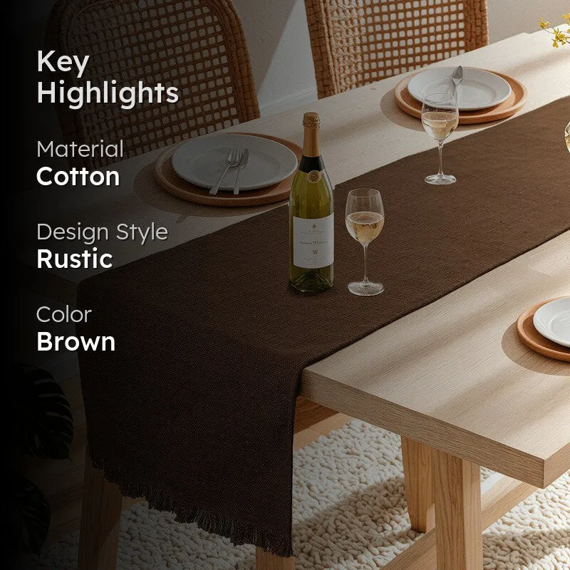 Premium Cotton Table Runner - Brown media 2
