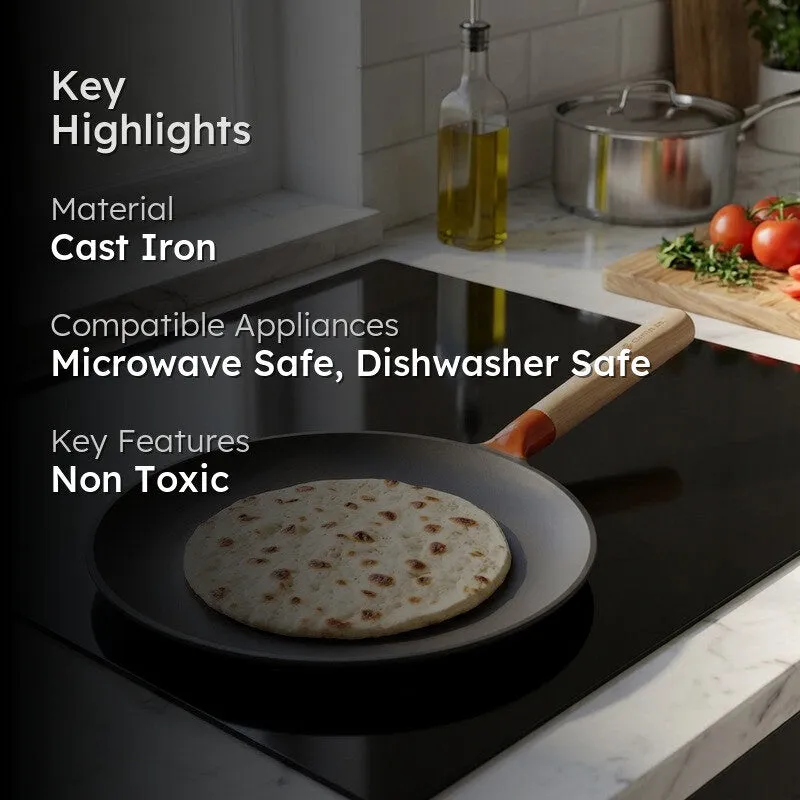 Cumin Co Enamel Cast Iron Roti Tawa - Rust media 2