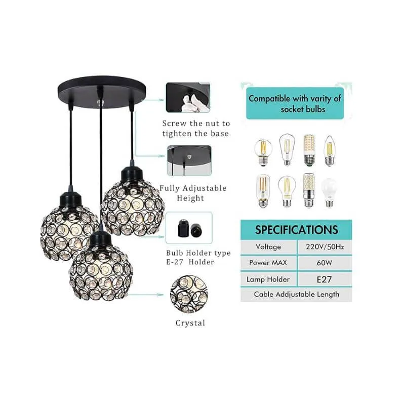 Lousie Crystal Ceiling Lamp - Black media 5