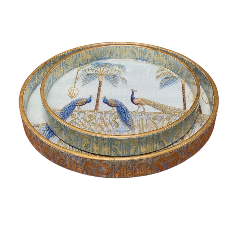 Mayurika Garden Wood Serving Tray (Round) - Set Of Two media 5