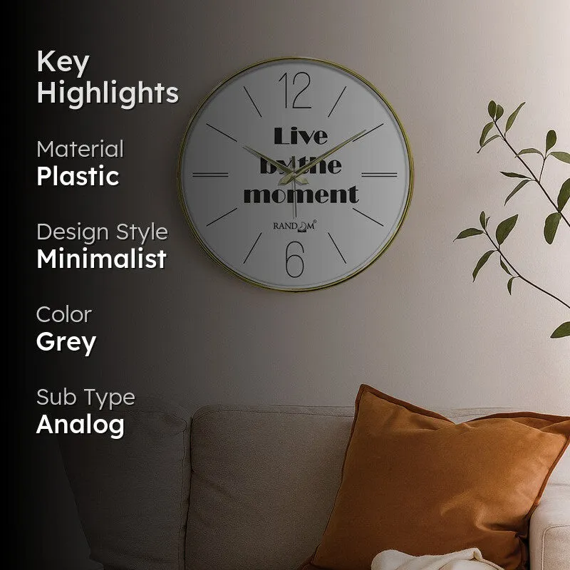 Live In The Moment Round Analog Wall Clock - Light Grey media 2