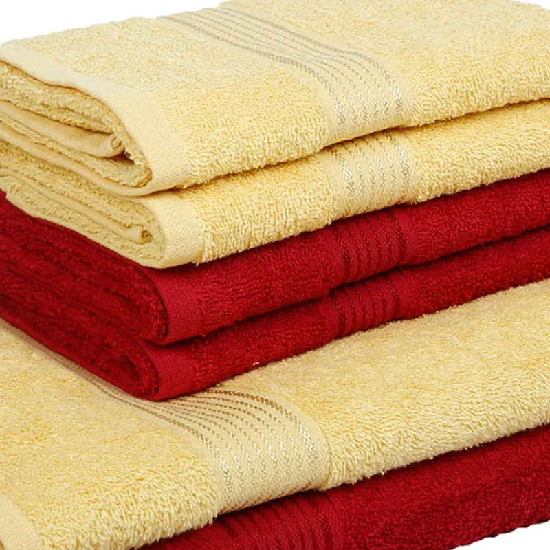 Eva Quick Dry Towel Combo (Yellow & Red) - Six Piece Set media 3