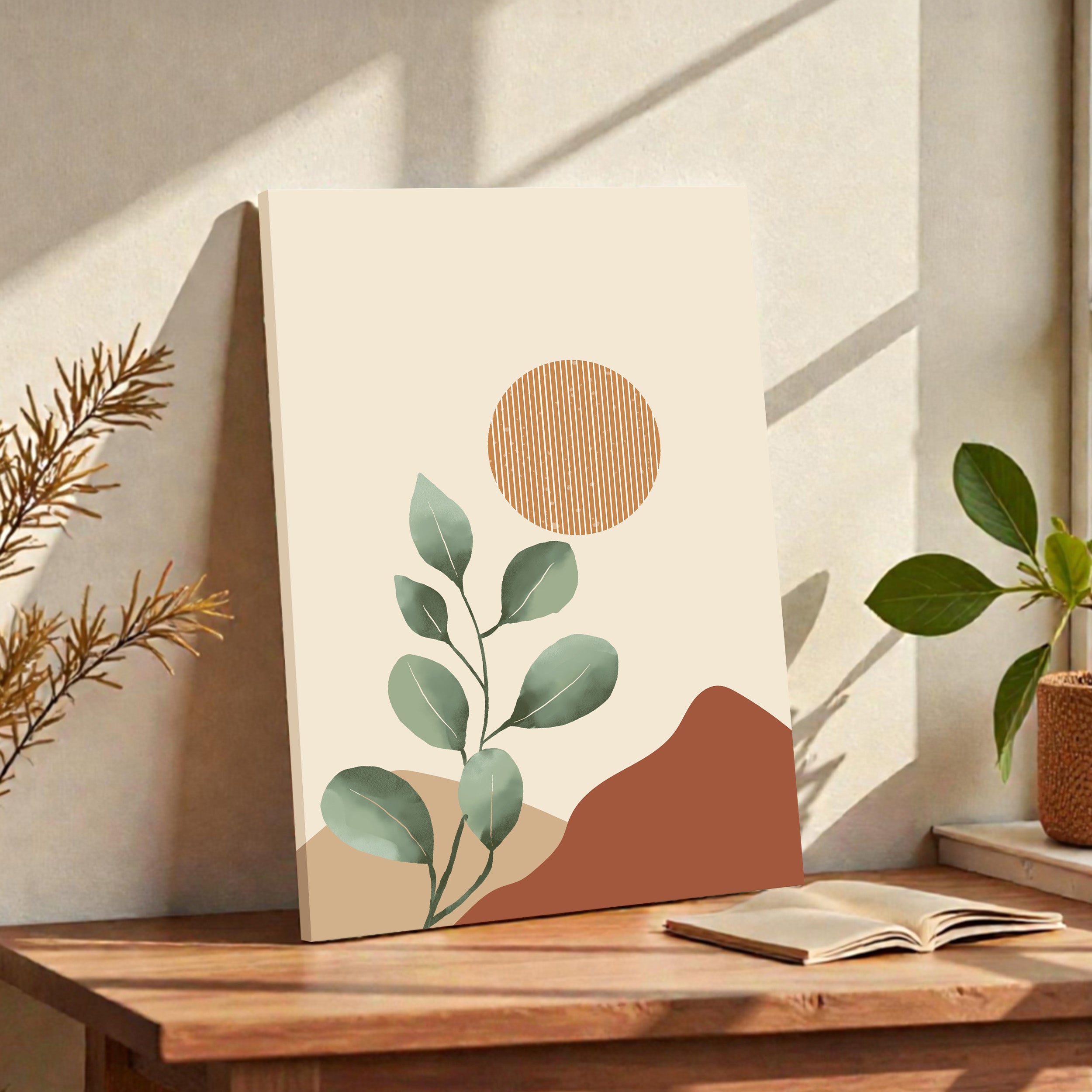 Nature Inspired Botanical Wall Painting With Frame media 2