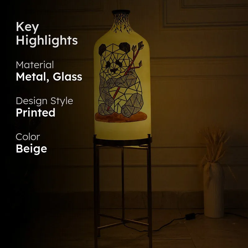 Panda Lines Hand Painted Glass Floor Lamp With Stand media 2
