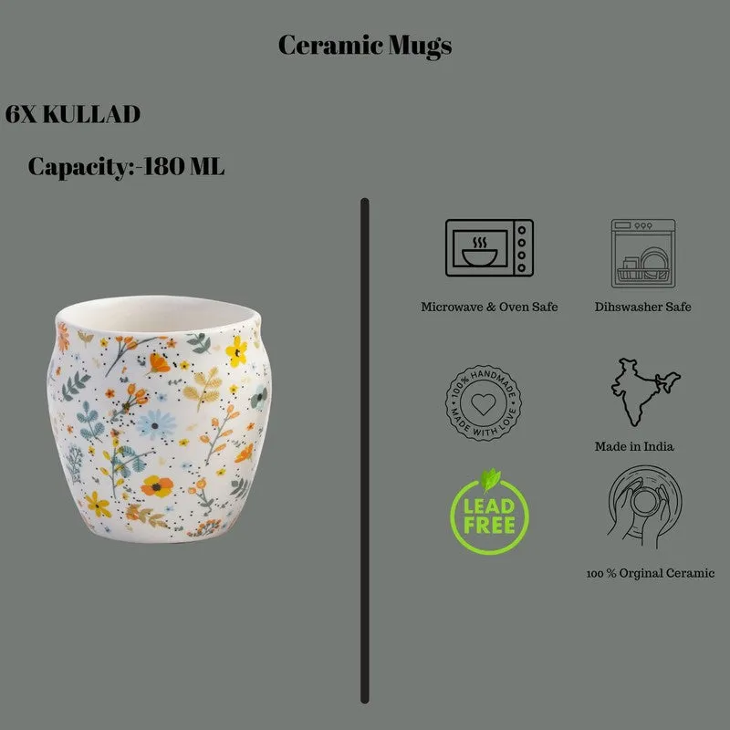 FloraSip Ceramic Kulhad ( 180 mL Each) - Set Of Six media 6