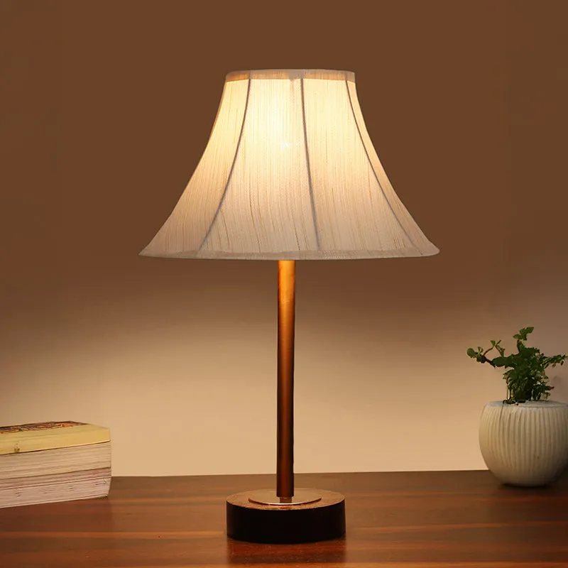 Ceylon Arc Rodin Wooden Table Lamp - OffWhite,Copper,Brown media 1