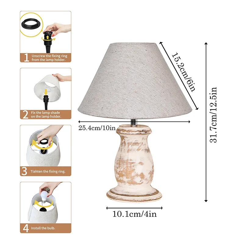 Elahim Rustic Wooden Table Lamp - Grey,White media 6