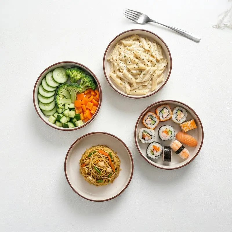 Feastyn Ceramic Salad Bowl (White/350 mL) - Set of Four media 3