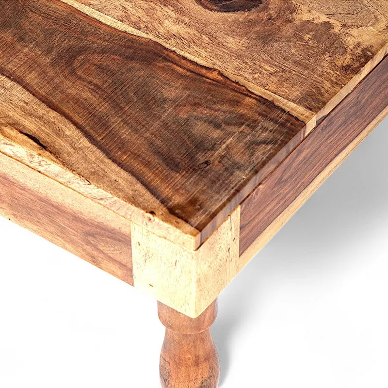 Zynex Sheesham Wooden Center Table - Brown,Beige media 4