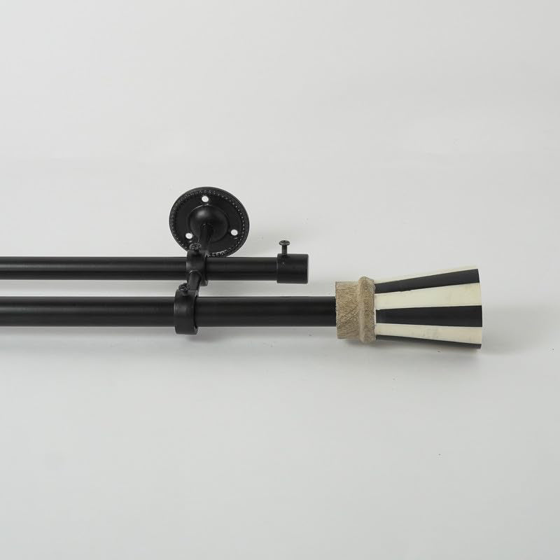 Zebra Duo Extendable 1" Double Curtain Rod With Urn Finial & Brackets media 3