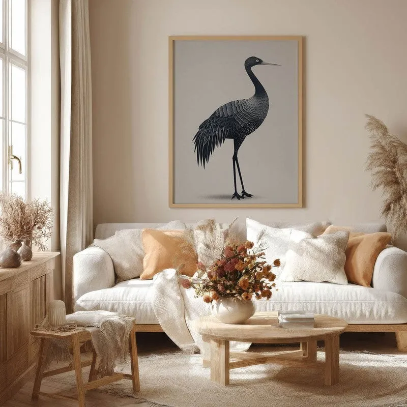Graceful Crane Line Art Canvas Wall Painting With Brown Frame media 8