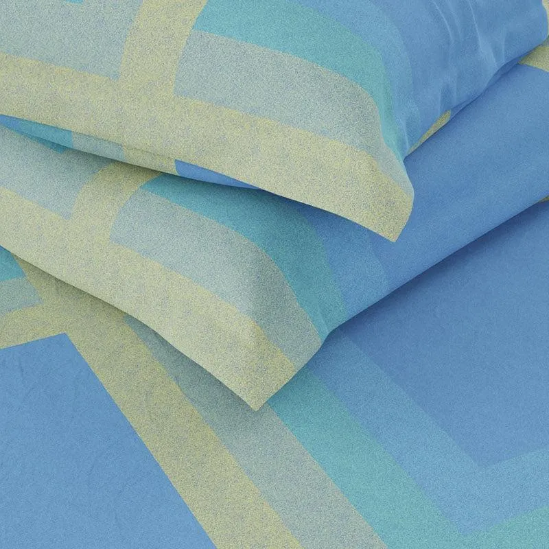 Nautica Thistle Layers Geometric Cotton Bedsheet (Blue) - 160 TC media 5