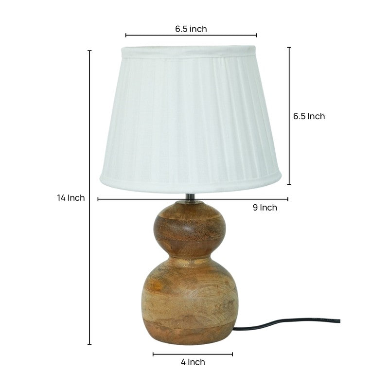 Tranquil Wooden Base Cotton Table Lamp - White,Brown media 5