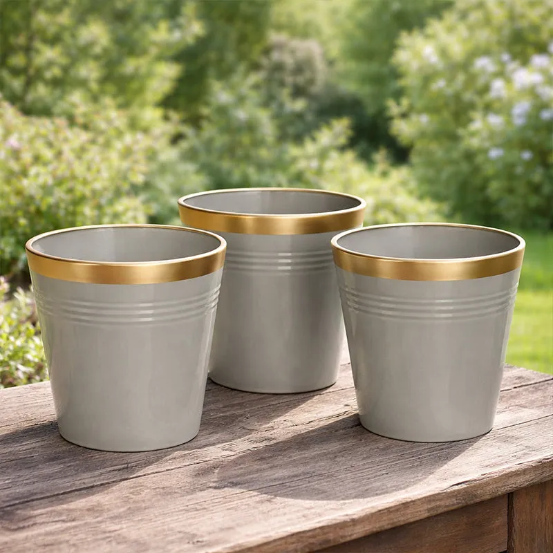 Elno Dola Planter (Grey & Gold) - Set Of Three media 4