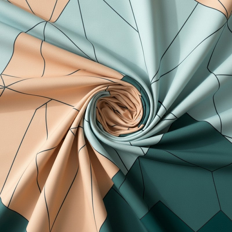 Mosaic Abstract Microfiber Bedsheet (Blue & Peach) - 110 GSM media 5