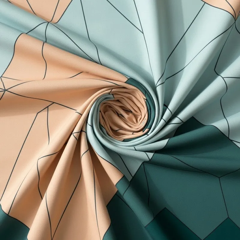 Mosaic Abstract Microfiber Bedsheet (Blue & Peach) - 110 GSM media 5