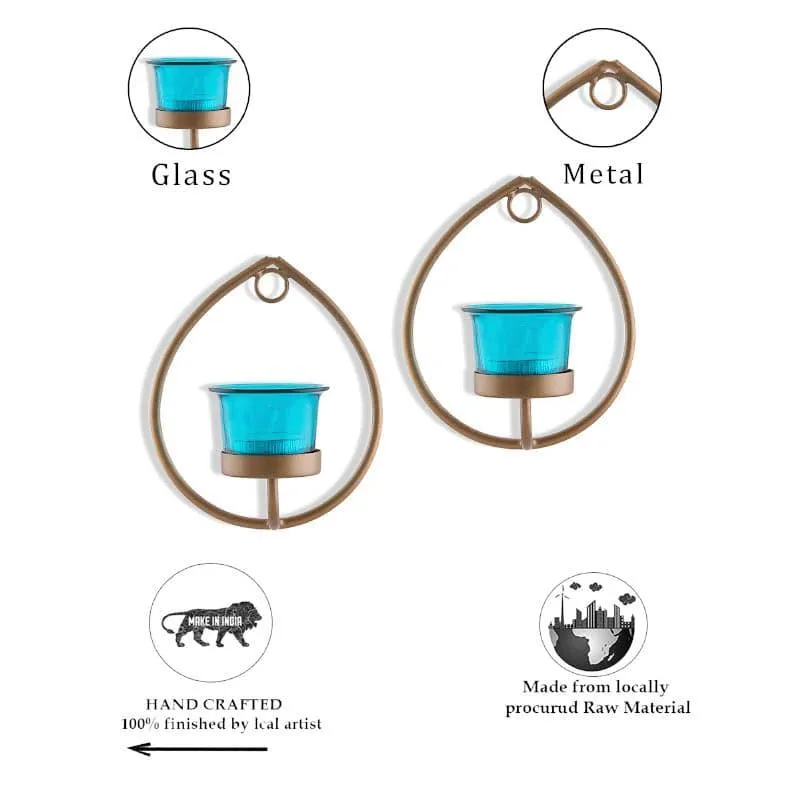 Gold Drip Sconce Candle Holder (Azure) - Set Of Two media 6