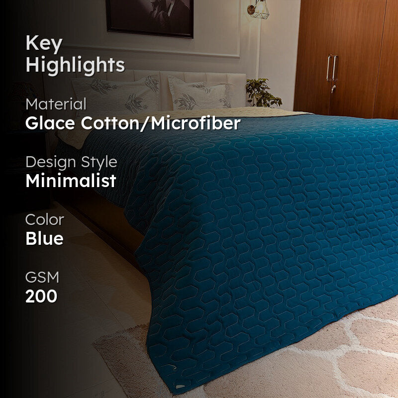Urban Space Quilted Reversible Comforter (Teal, Beige) - 200 GSM media 2