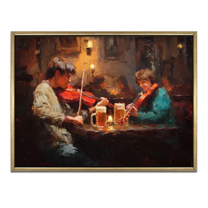 Fiddle Night Canvas Wall Painting With Frame media 3