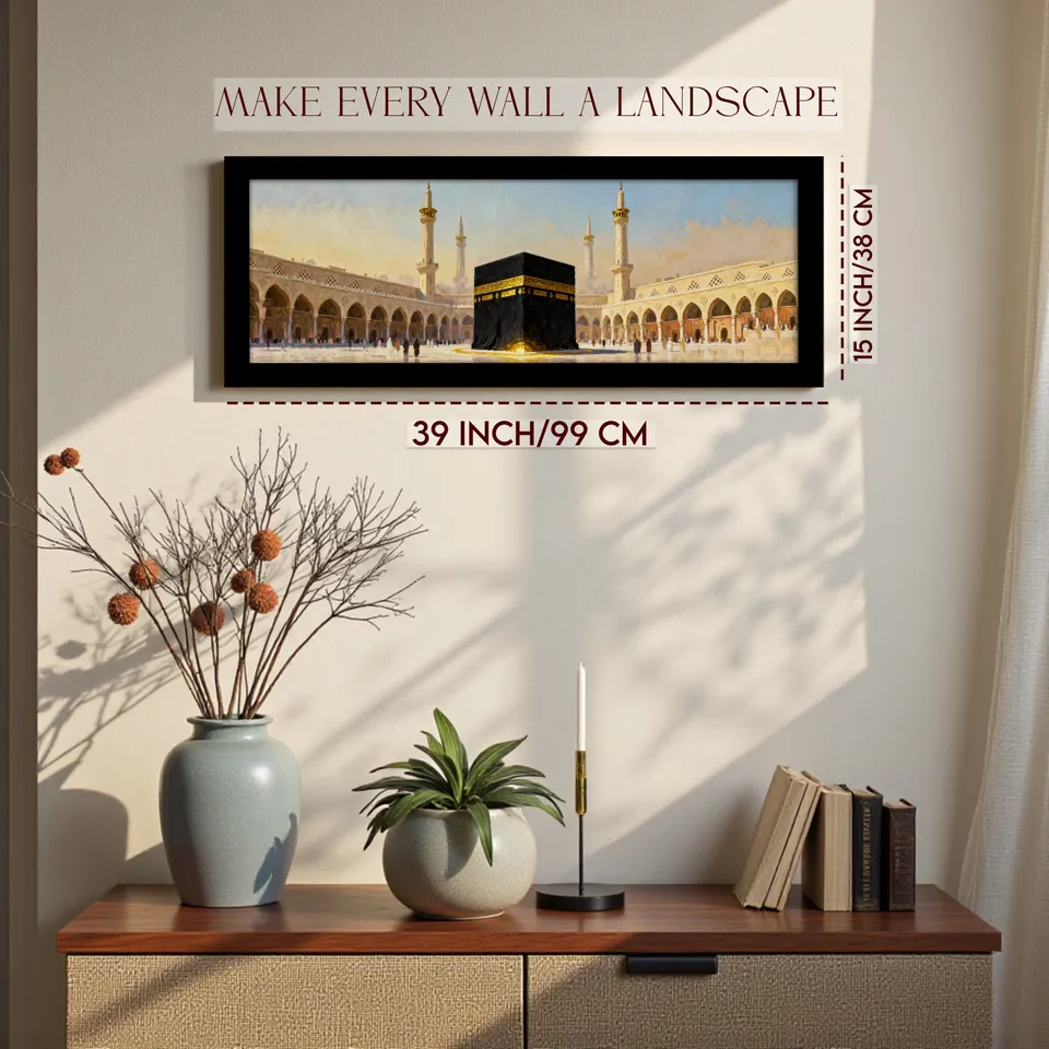 Divine Kaaba Panorama Paper Wall Art With Frame media 2
