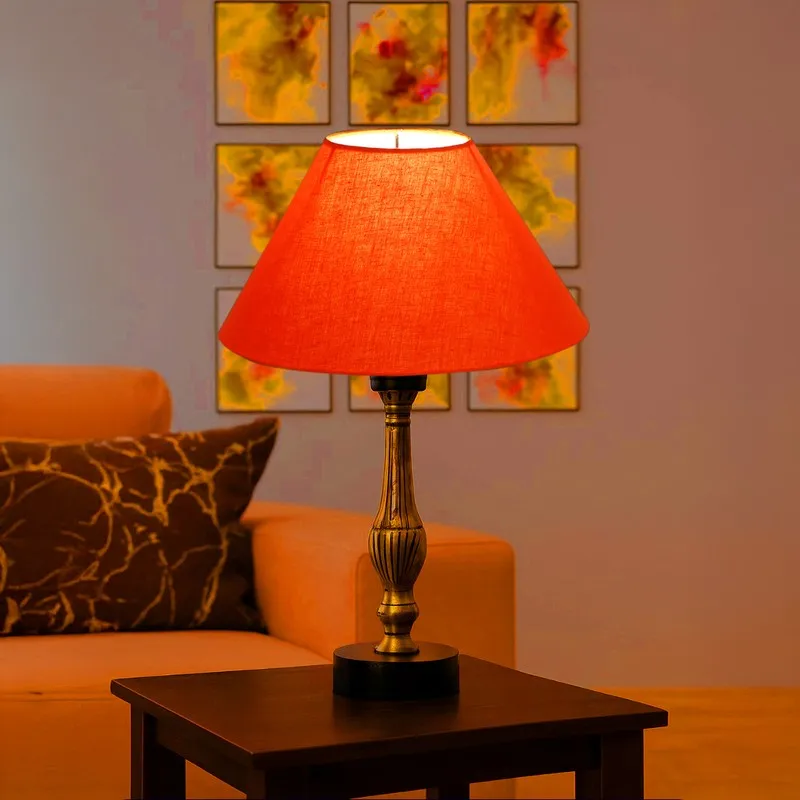 Aurelo Kyro Wooden Table Lamp - Orange media 1
