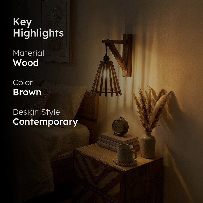 StripeForm Wooden Wall Lamp - Brown media 2