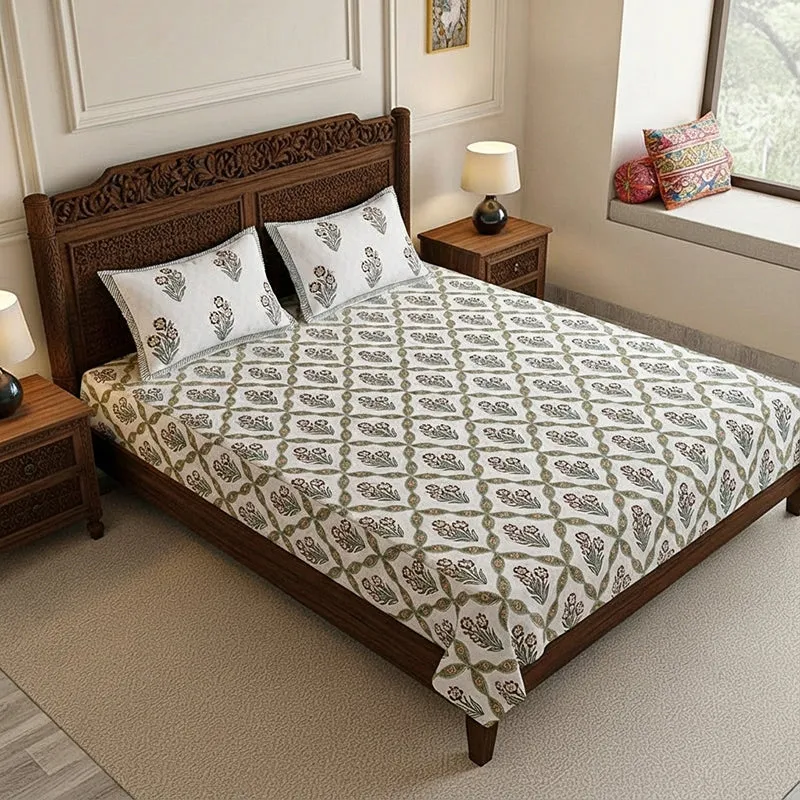 Malati Cotton Bedsheet (Taupe Grey, Brown) - 180 TC media 1