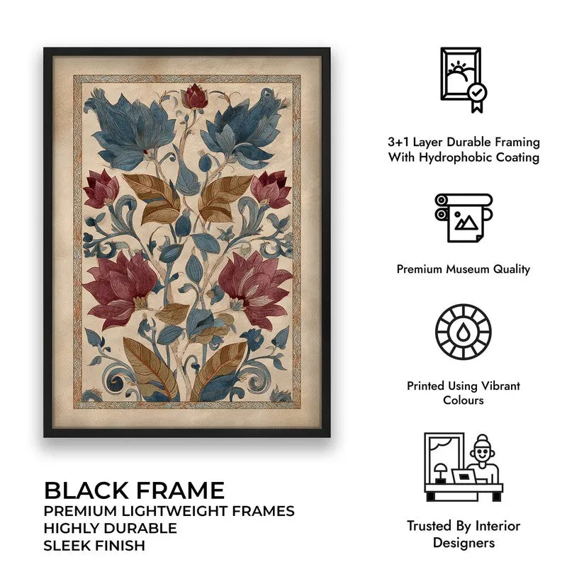 Vintage Lotus Canvas Wall Painting With Black Frame media 10