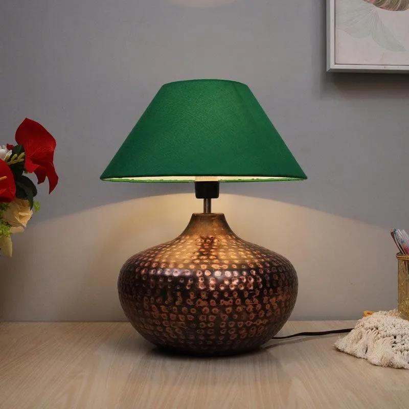 Nihita Fabric Table Lamp - Green,Bronze media 1