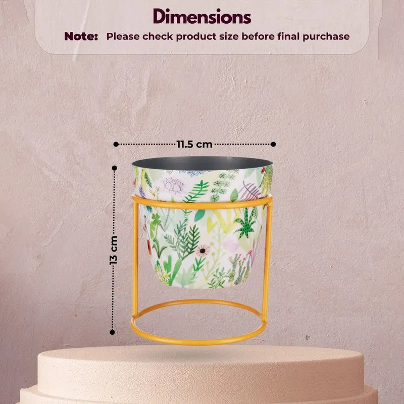 Concrete Metal Planters With Stand - Two Piece Set media 6