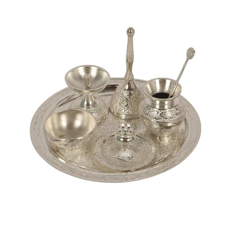 Nitya Pooja Thali Set (Silver) - Seven Piece Set media 6