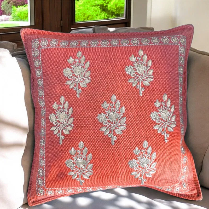 Blossoms Embroidered cushion cover media 5