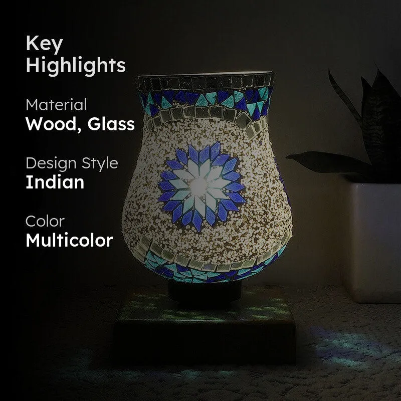 Bliss Mosaic Glass Table Lamp With Wooden Base - Multicolor media 2
